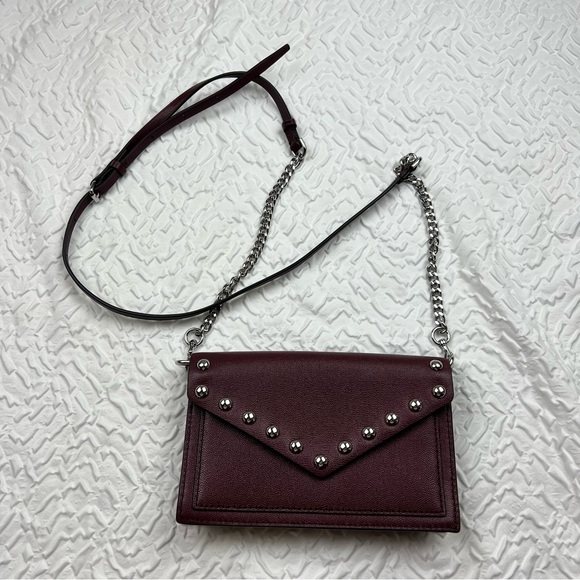 Rebecca Minkoff Blythe Studded Burgundy Crossbody Mini Bag - Picture 3 of 10